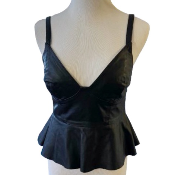 Rosa Cha Tops - Rosa Cha Leather Bustier Peplum Top